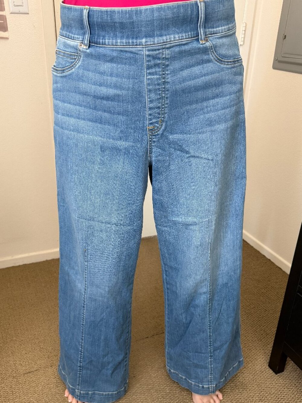 Spanx Wide Leg Jeans Womens 2X Vintage Indigo Pull On High Rise Tummy Control